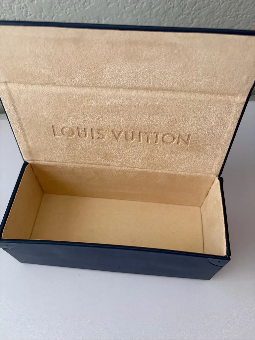 Louis Vuitton Navy Accessory Box with Beige Suede Interior